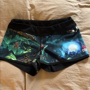 Reebok Black and Green Athletic Shorts